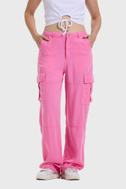 Jeans Mujer Cargo Parachute Rosado