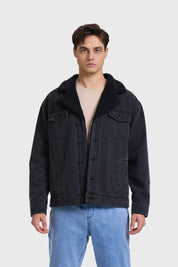 Chaqueta Hombre Denim Con Cuello Negro
