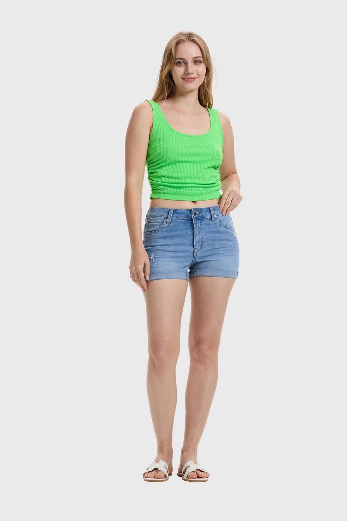 Polera Mujer Recojido Verde Flúor
