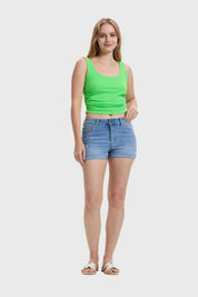Polera Mujer Recojido Verde Flúor