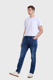 Jeans Hombre Slim Rotura Azul