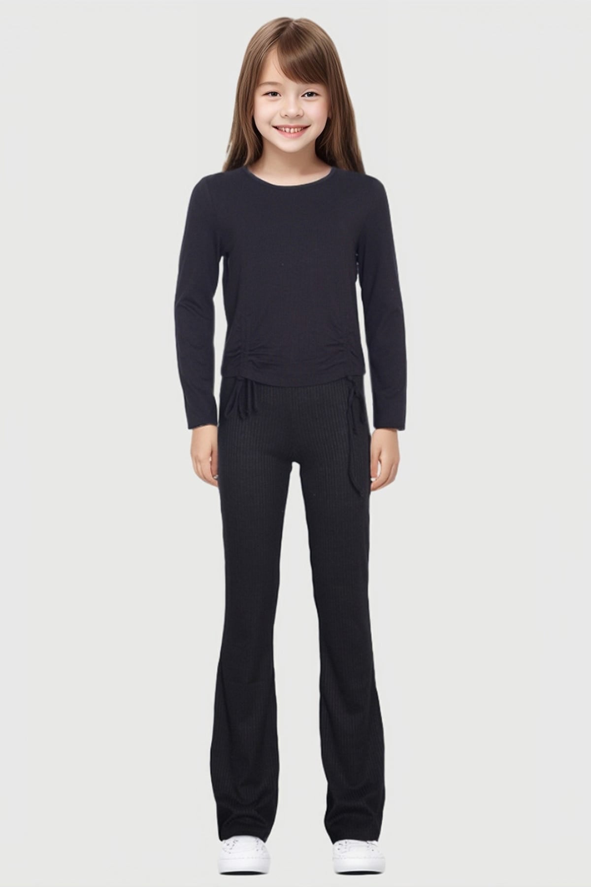Polera Niña Doble Amarra Basta Negro