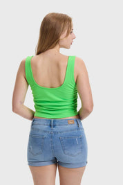 Polera Mujer Recojido Verde Flúor