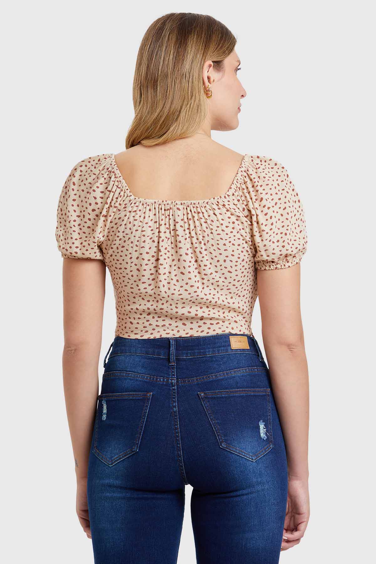 Blusa Recogido Escote Nude