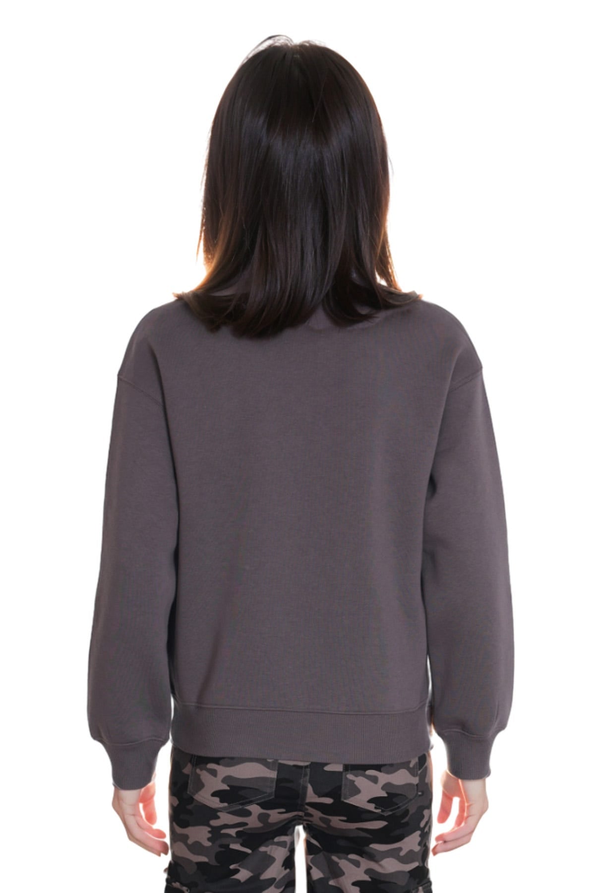 Polerón Niña Oversize Bordado Gris