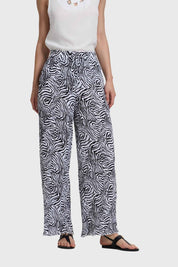 Pantalón Mujer Palazzo Con Bolsillo Blanco