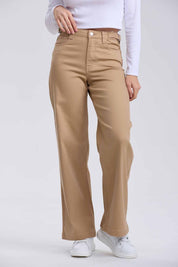 Jeans Mujer Wide Leg Camel