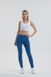 Jeans Mujer Skinny Push Up Azul