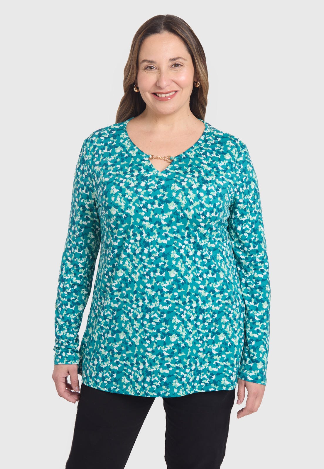 Polera Mujer Con Aplicación Escote Verde