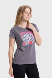 Polera Mujer Básica Print Gris