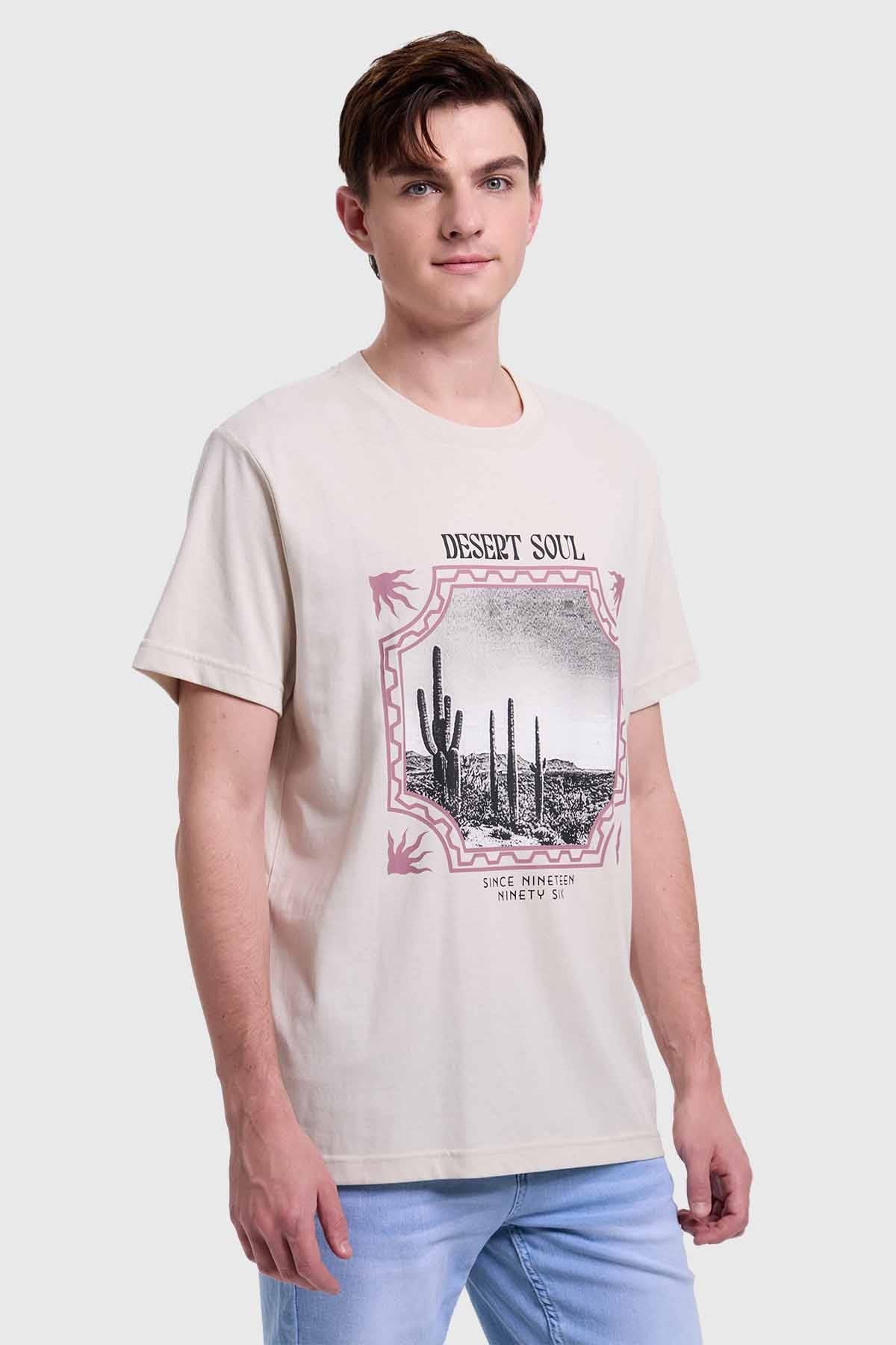 Polera Hombre Print Beige