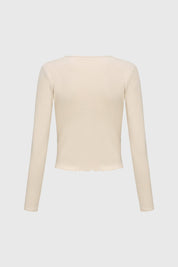 Polera Niña Recogido Delantero Beige