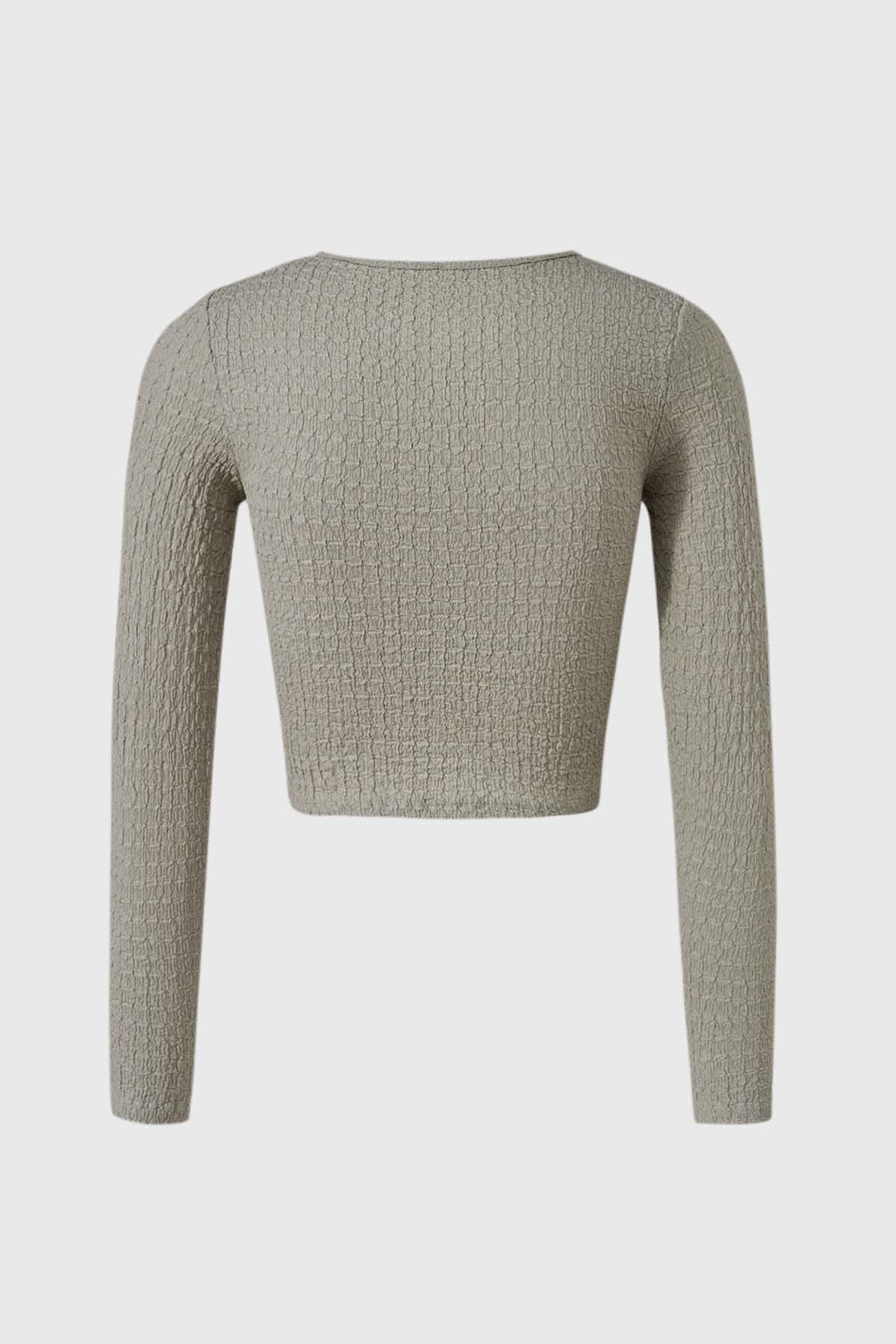 Polera Niña Crop Crep Gris