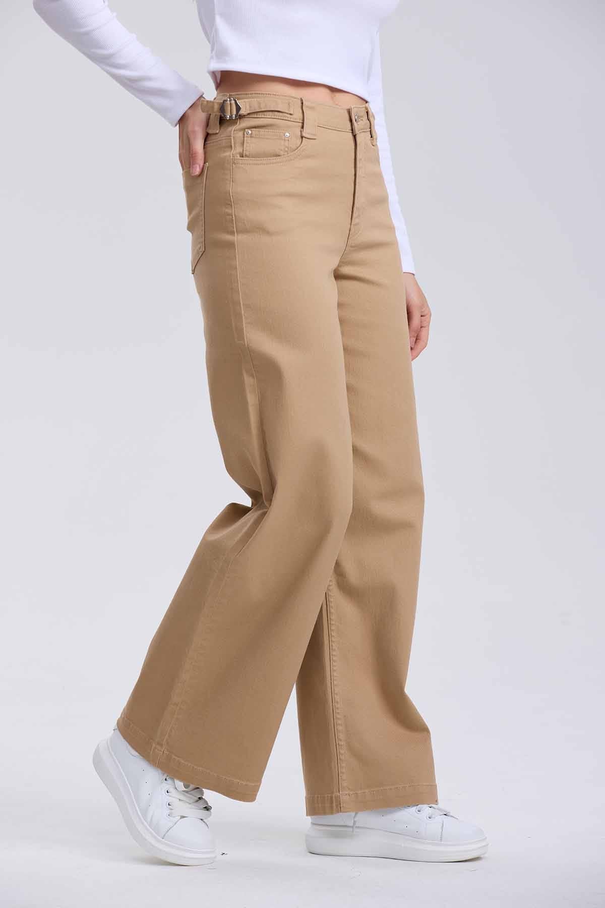 Jeans Mujer Wide Leg Camel
