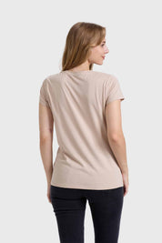 Polera Mujer Básica Print Beige