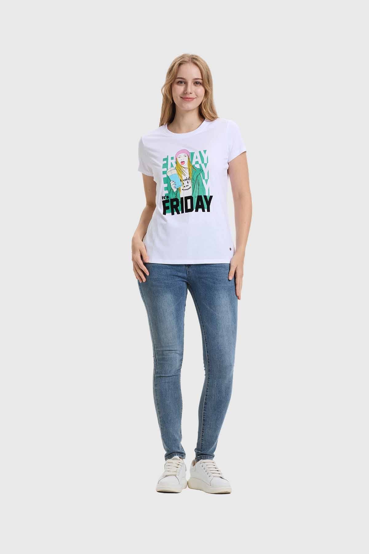 Polera Mujer Básica Print Blanco