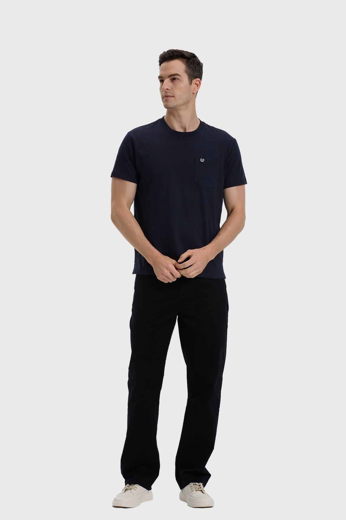 Polera Hombre Con Bolsillo Azul