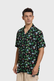 Camisa Hombre Print Tropical Negro