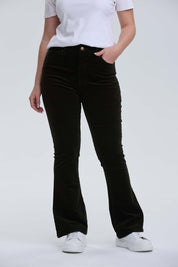 Pantalón Mujer Flare Cotelé Verde