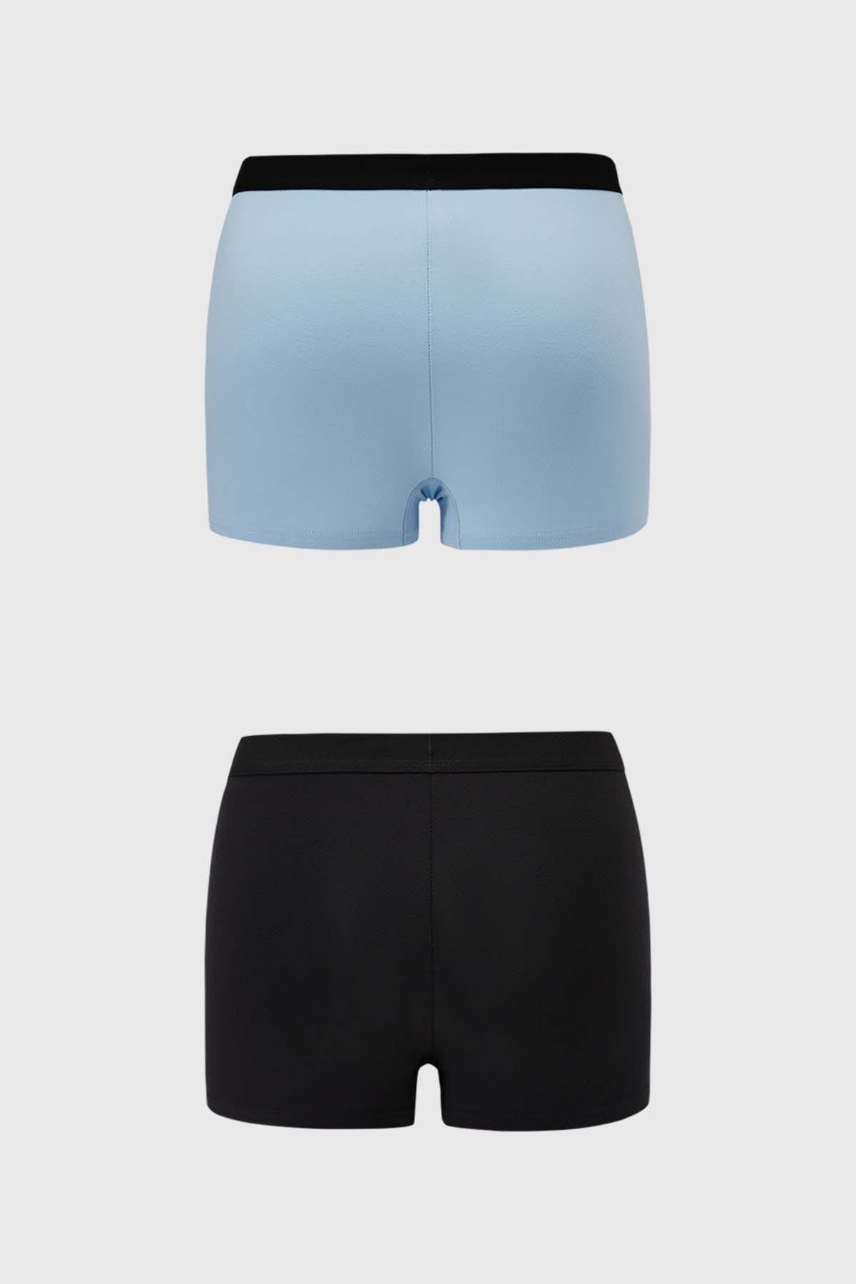 Calzón Mujer Bipack Short Tipo Boxer Celeste