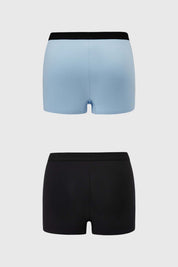 Calzón Mujer Bipack Short Tipo Boxer Celeste
