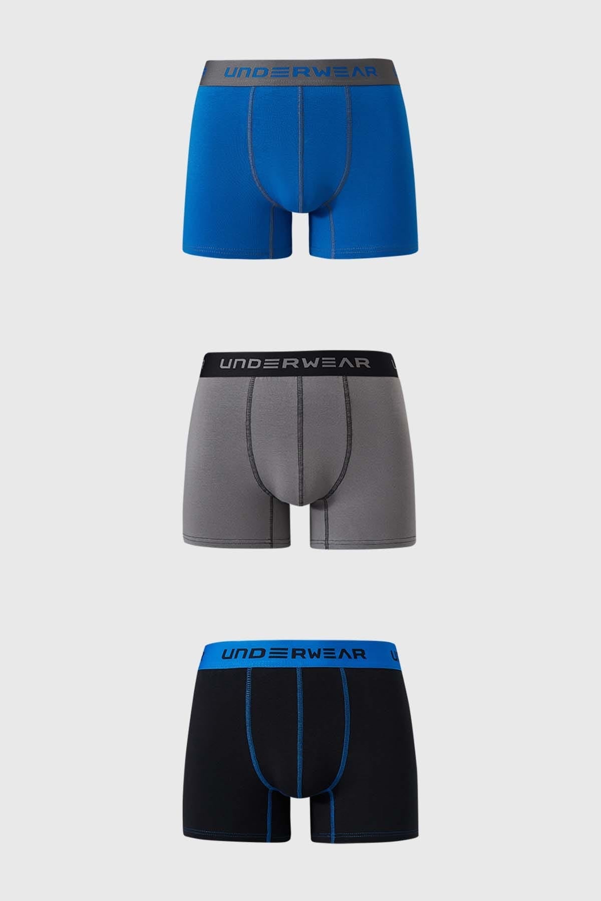 Boxer Hombre Tripack Largo Azul