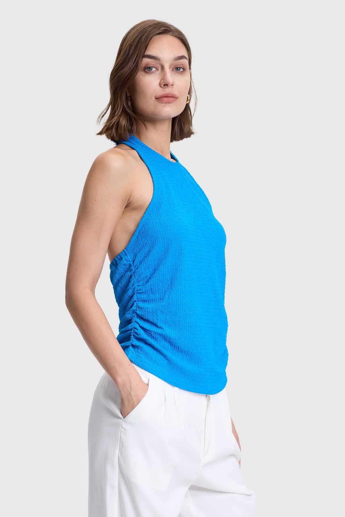 Polera Mujer Texturizada Azul