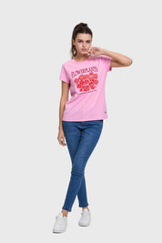Polera Mujer Básica Print Rosado