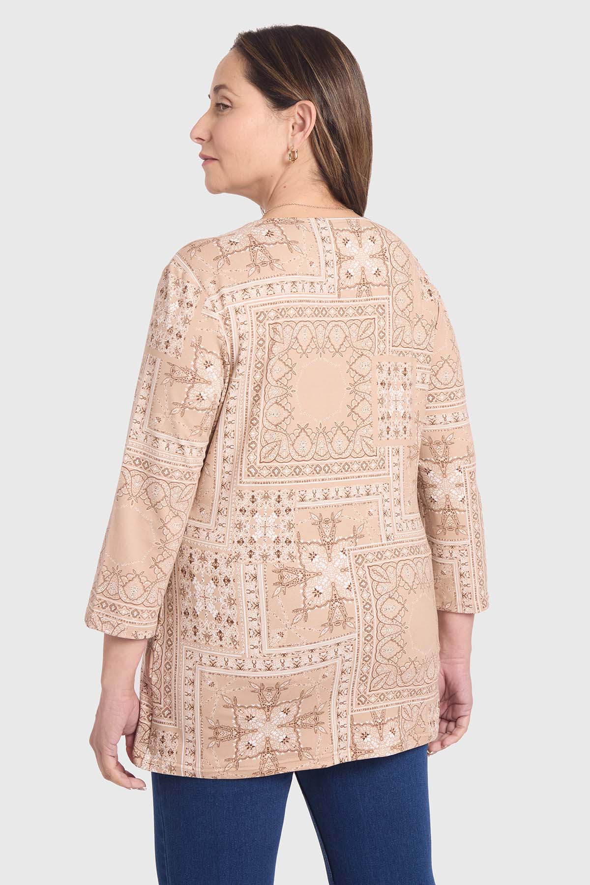 Polera Mujer Estampada Beige