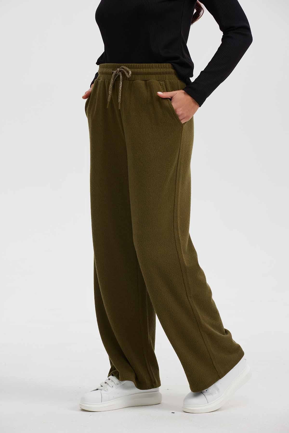 Pantalón Mujer Recto Cordones Verde