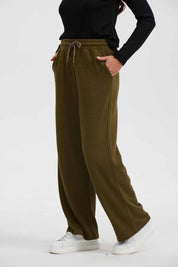 Pantalón Mujer Recto Cordones Verde