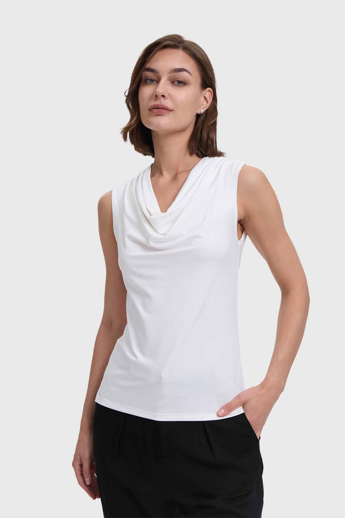 Polera Mujer Drapeado Crudo