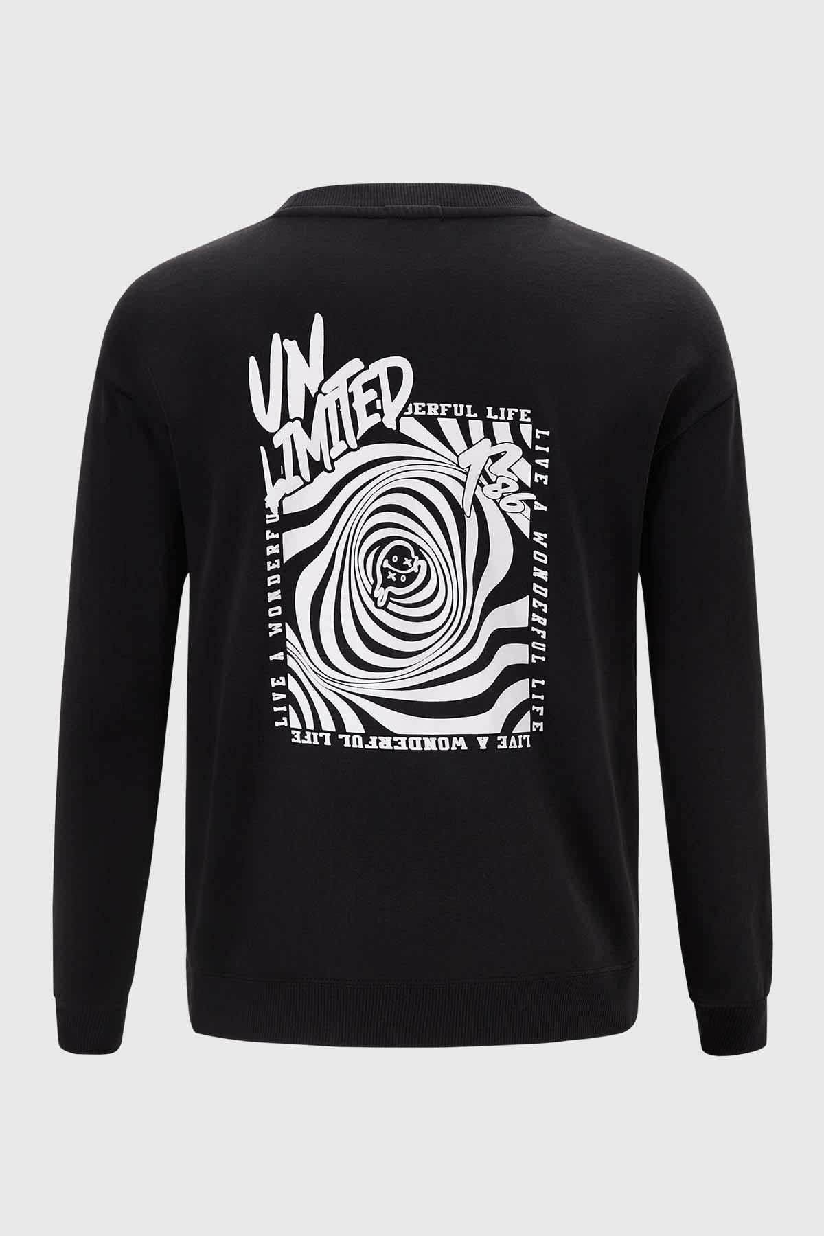 Polerón Niño Oversize Print Negro