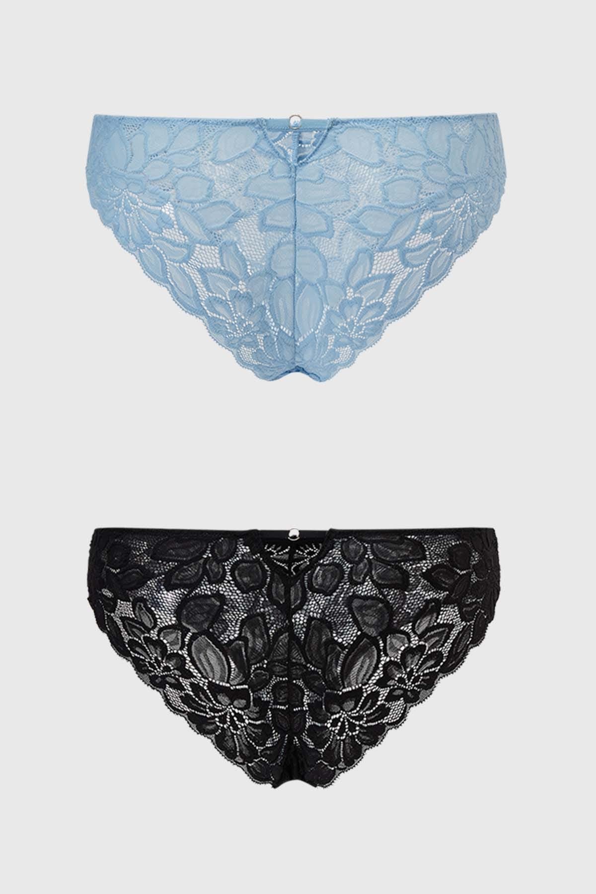 Calzón Mujer Bipack Bikini Encaje Celeste