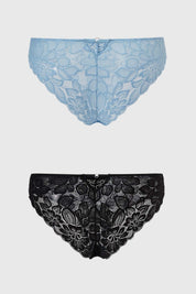 Calzón Mujer Bipack Bikini Encaje Celeste