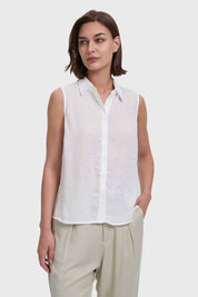 Blusa Mujer Abotonada Aplicación Crudo