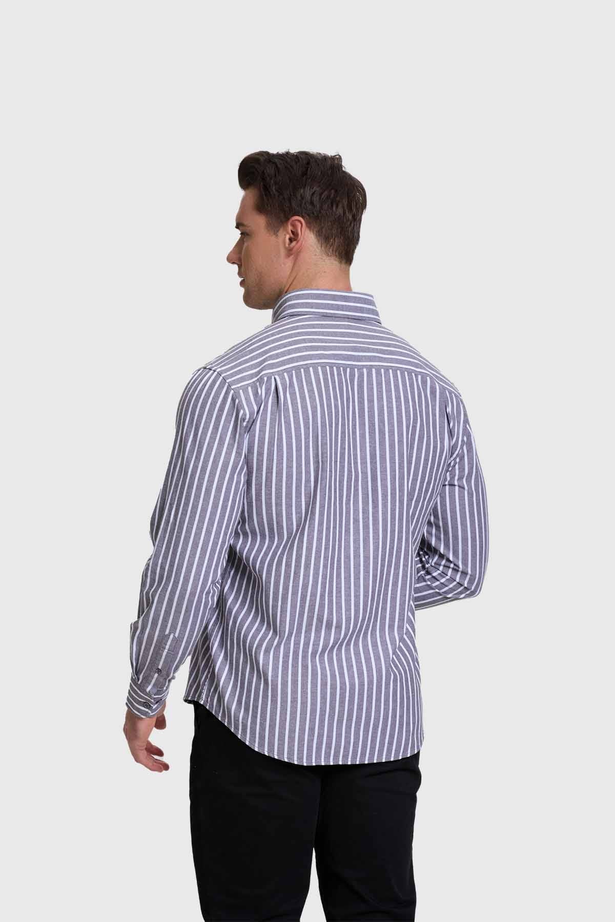 Camisa Hombre Rayas Gris
