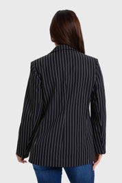 Blazer Mujer Raya Diplomática Negro