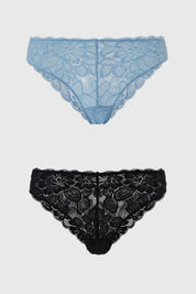 Calzón Mujer Bipack Bikini Encaje Celeste