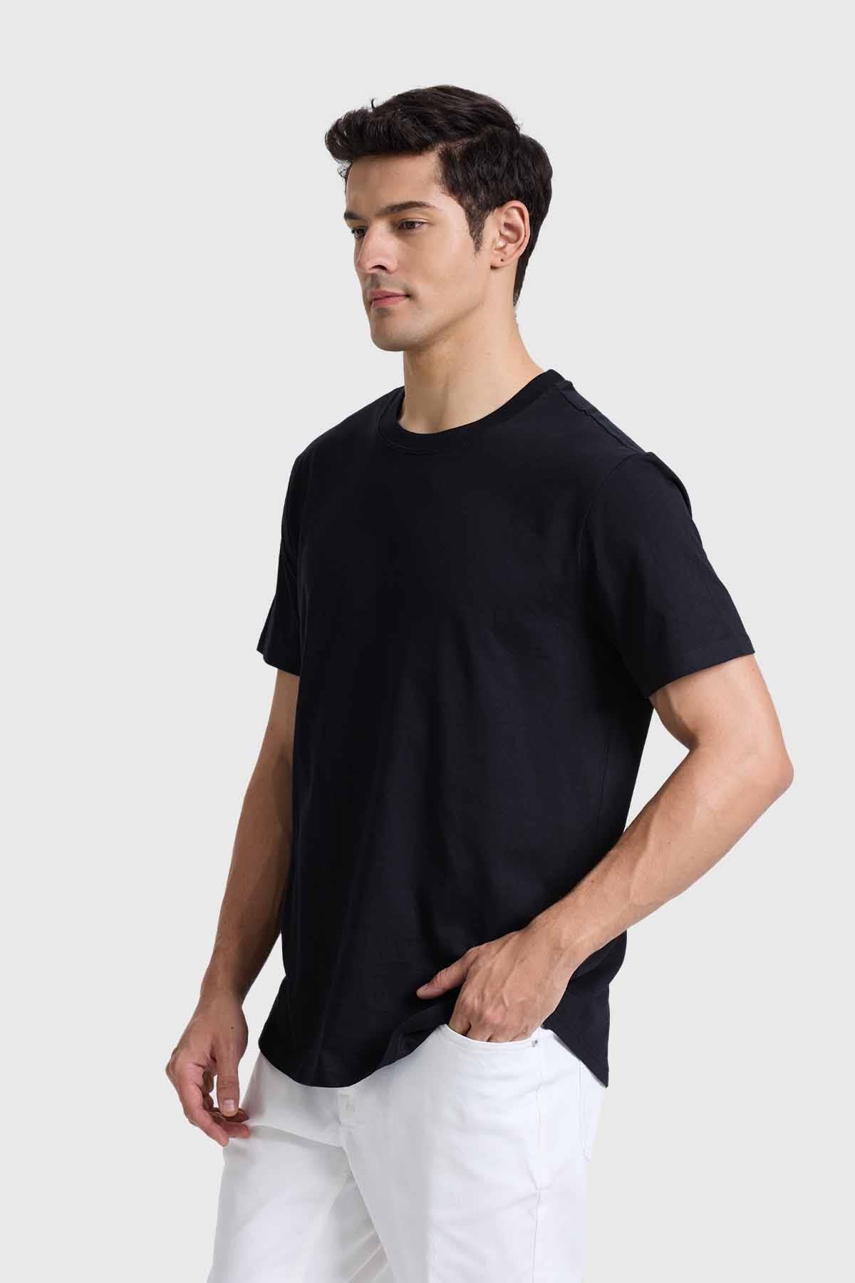 Polera Hombre Long Fit Básica Negro