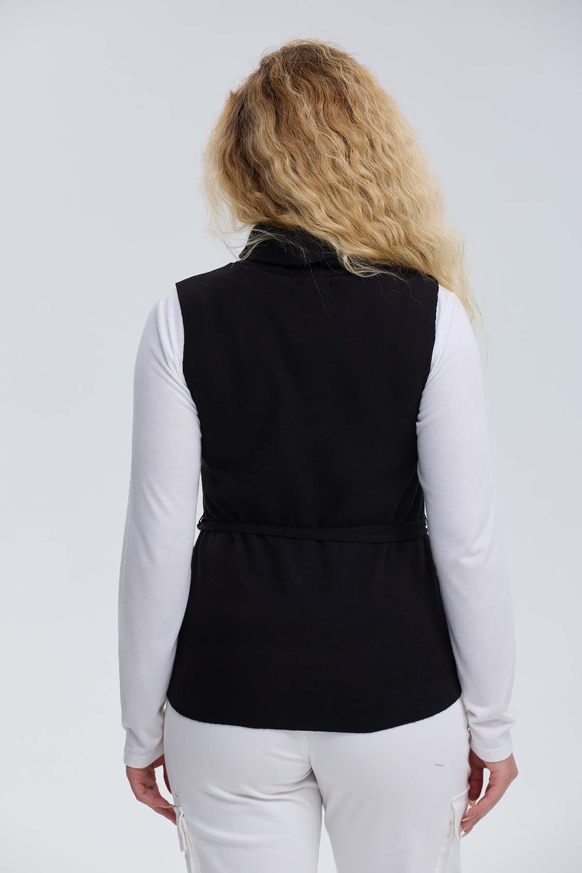 Sweater Mujer Con Amarra Negro