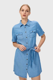 Vestido Mujer Camisero Azul