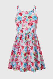 Vestido Niña Lino Print Celeste