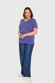 Polera Mujer Tachas Azul