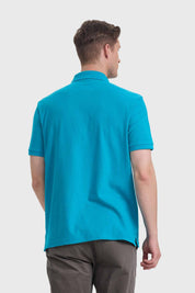 Polera Hombre Piqué Básica Turquesa