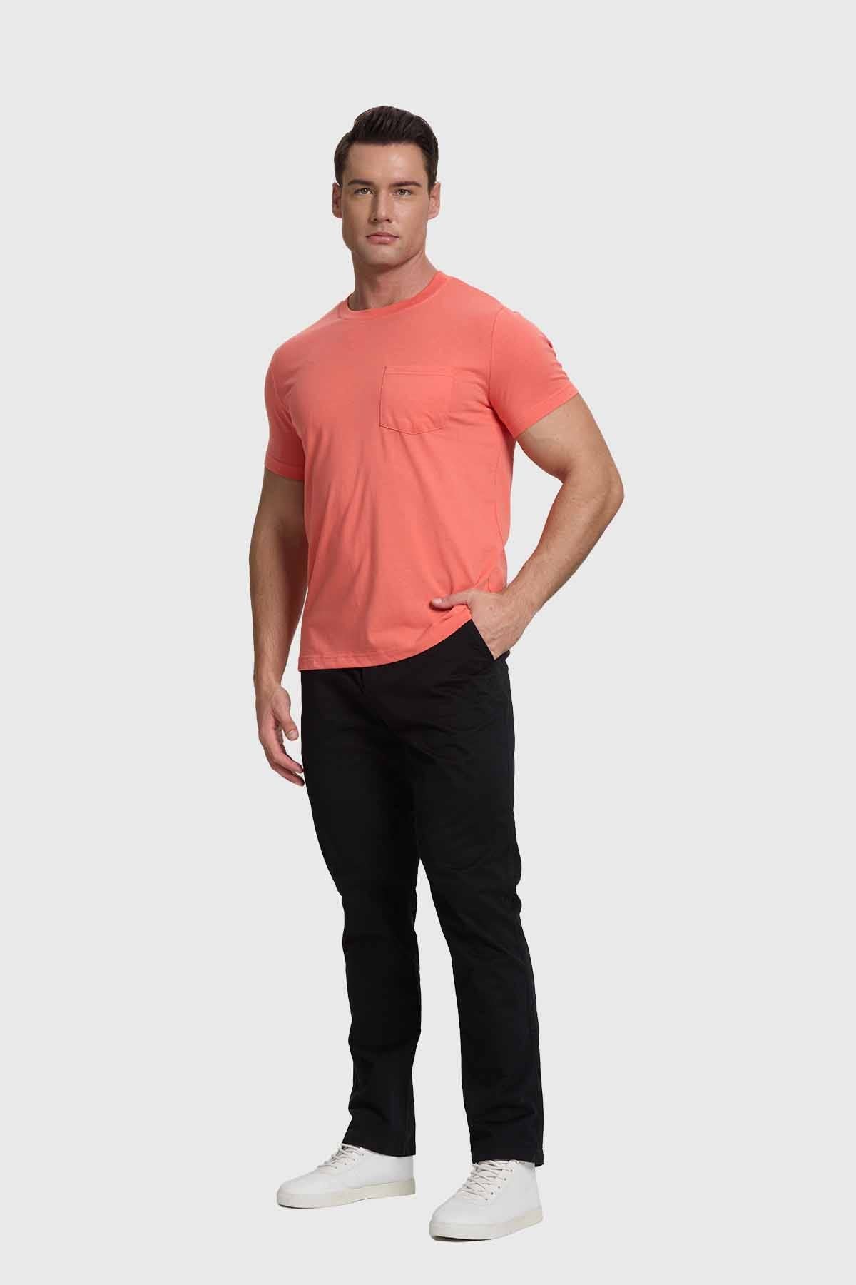 Polera Hombre Básica Con Bolsillo Coral