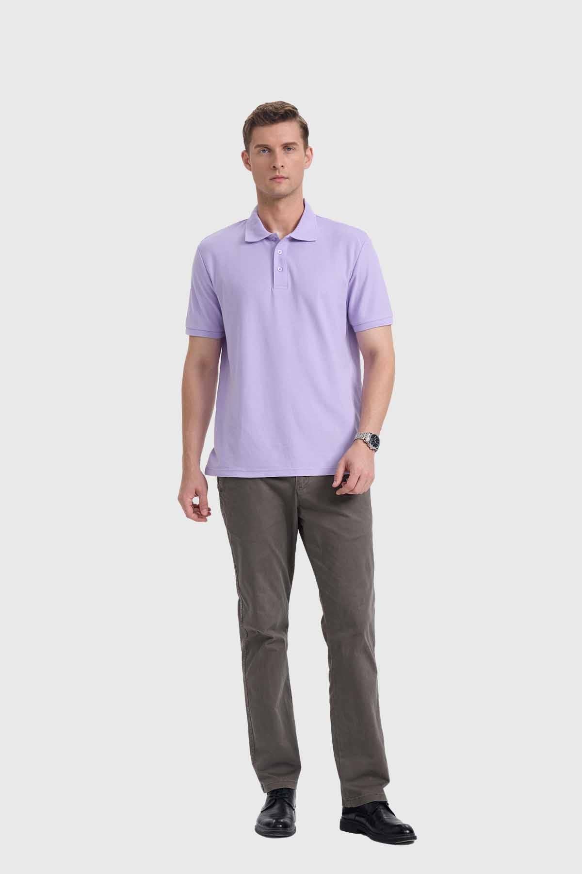 Polera Hombre Piqué Básica Lila