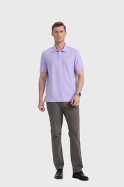 Polera Hombre Piqué Básica Lila