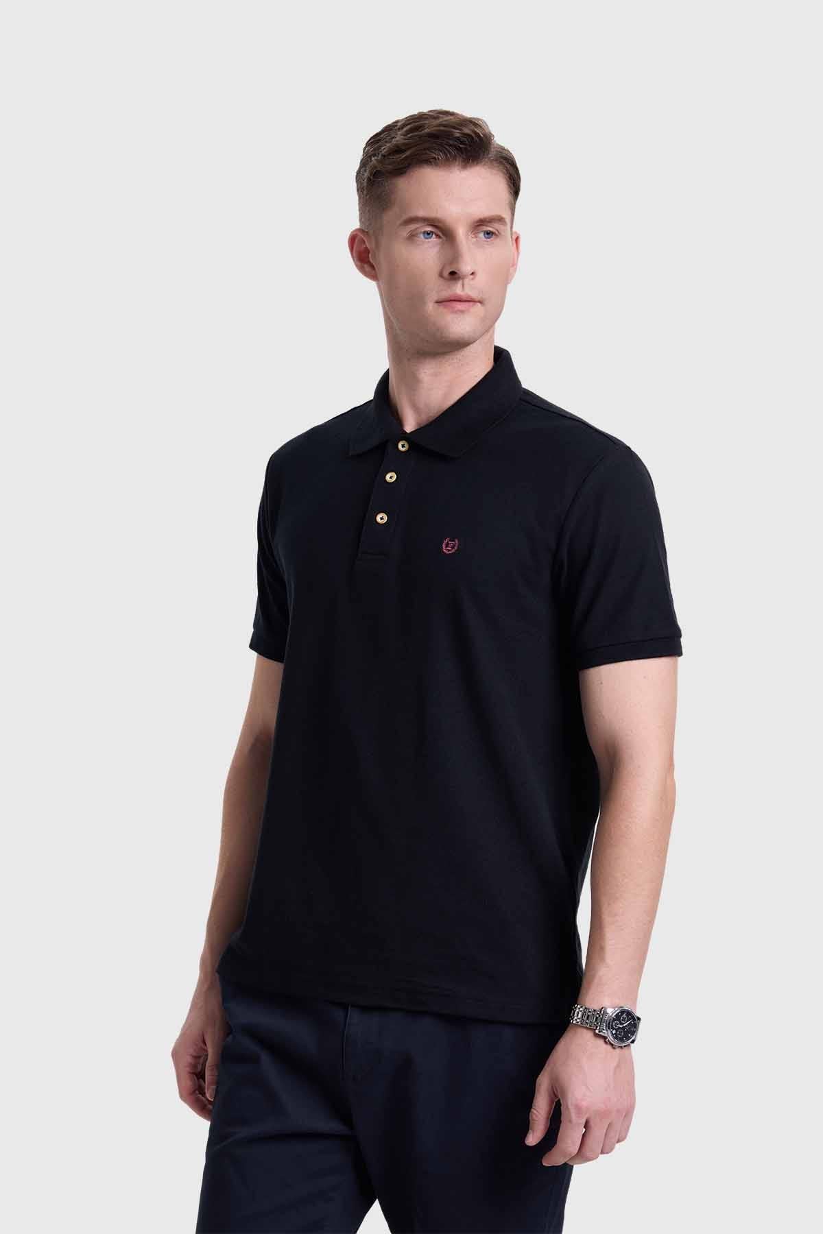 Polera Hombre Piqué Negro