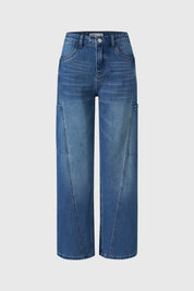 Jeans Niña Moda Wide Leg Azul